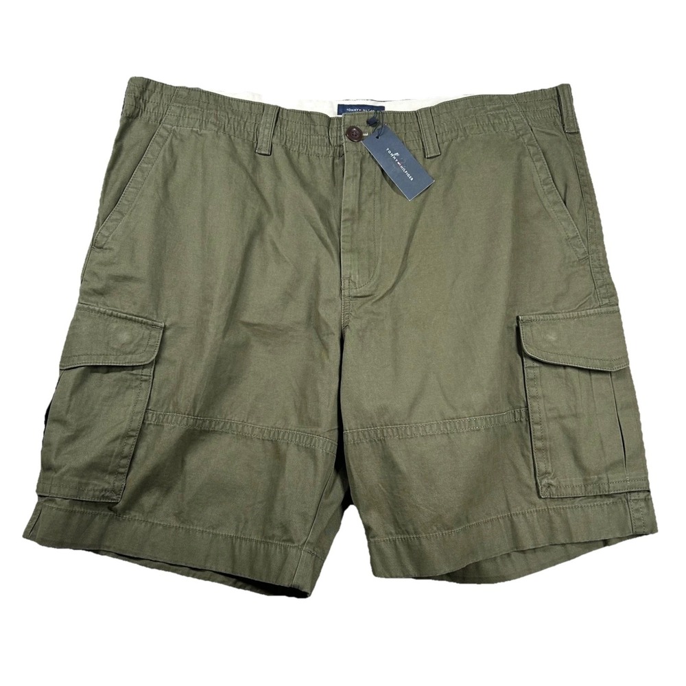Tommy Hiilfiger Shorts Mens 42 Cargo Olive Green Twill 10" Inseam Classic Y2K